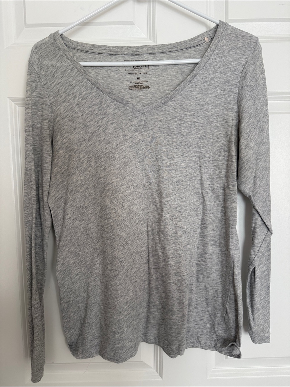 Sonoma Heather Gray V-Neck Long Sleeve Tee